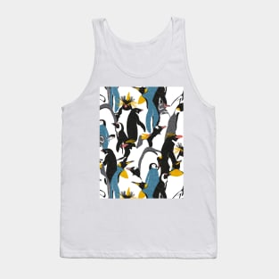 We love penguins // black white grey dark teal yellow and coral type species of penguins (King, African, Emperor, Gentoo, Galápagos, Macaroni, Adèlie, Rockhopper, Yellow-eyed, Chinstrap) Tank Top